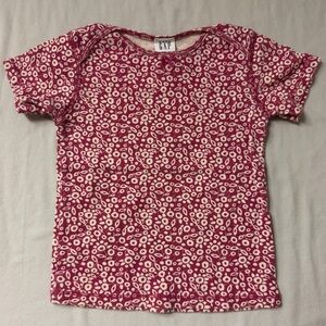 GAP Floral Blouse Toddler Girl 18-24 Mo Pink White Summer Short Sleeve Shirt Top